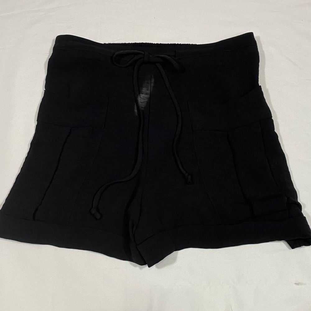 BCBGeneration Black High Waist Folded Hem Shorts